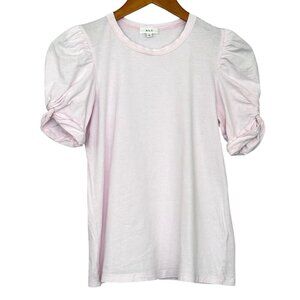 ALC Kati Twisted Sleeve T-Shirt Crewneck Puff Short Sleeve Pink Cotton Size XS